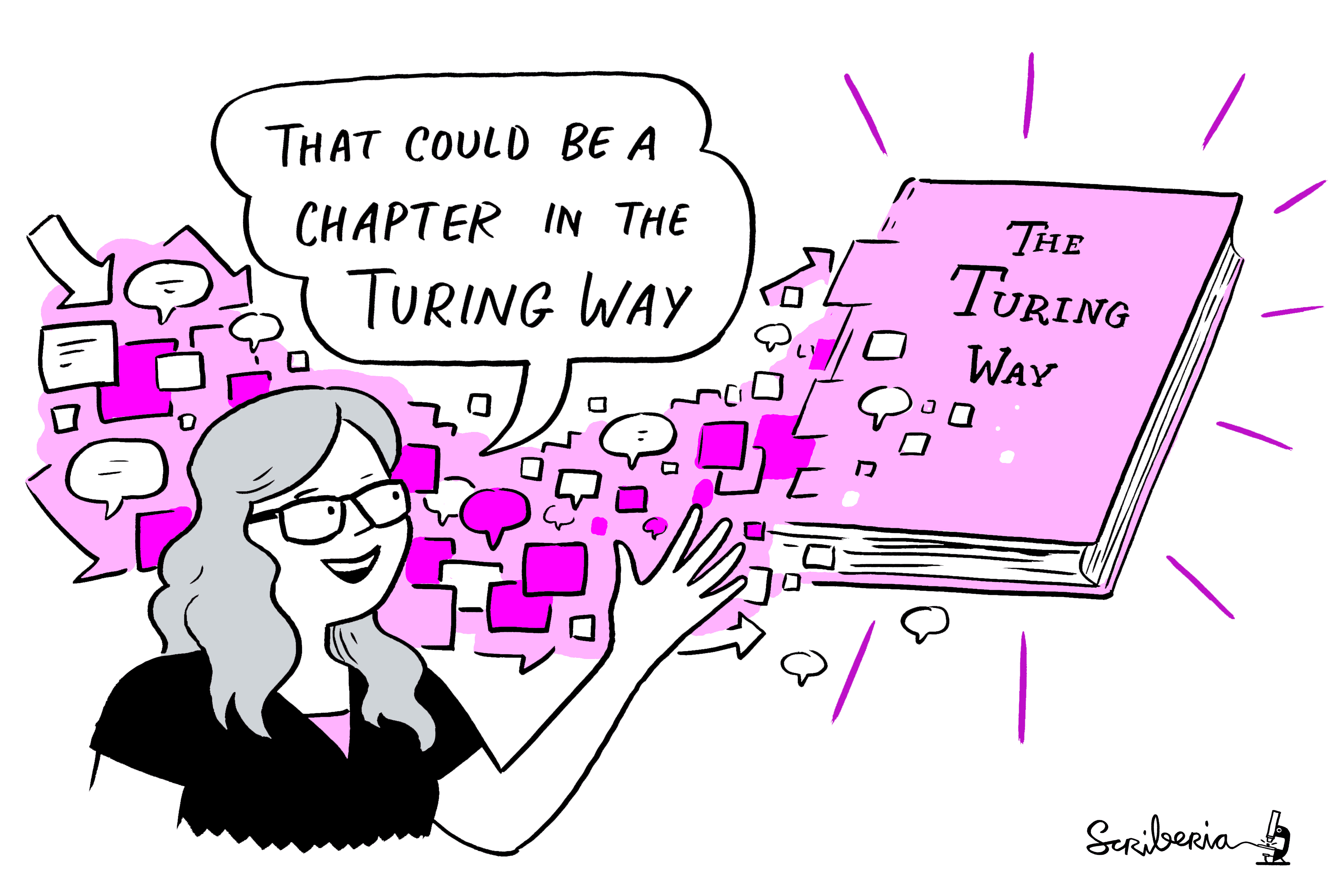 A sketch of Kirstie saying “That could be a chapter”